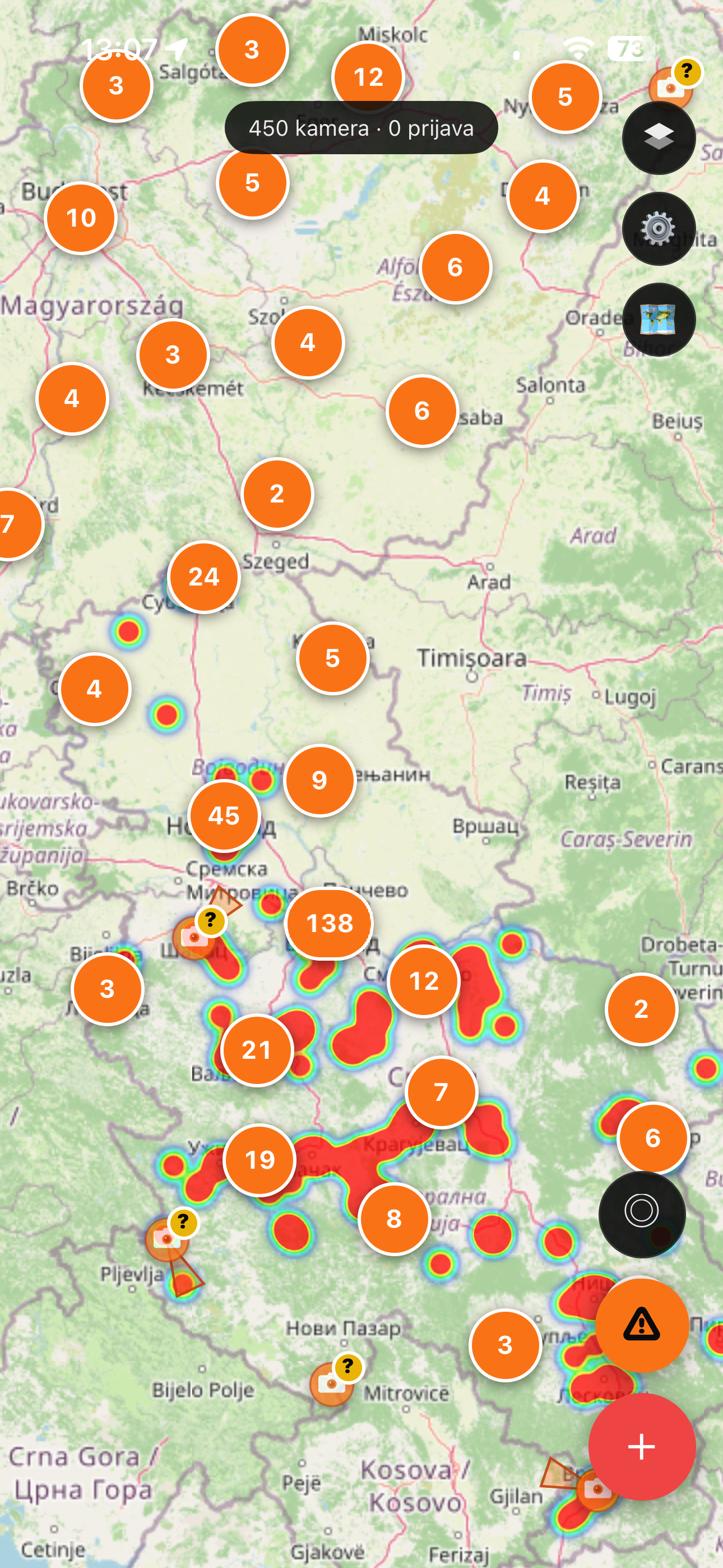 Community heatmap across Serbia